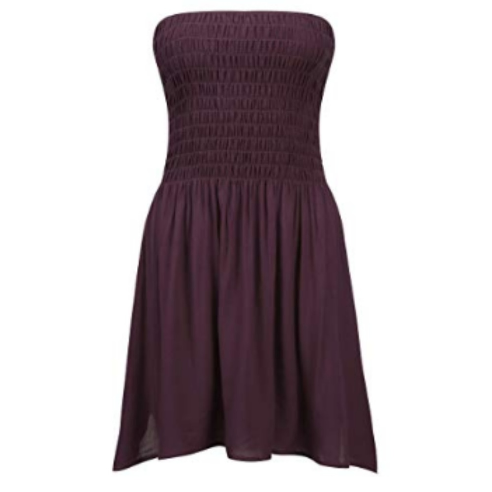 NWT Women's Solid Tube Top Beach Mini Dress